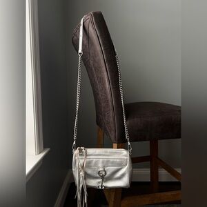 Rebecca Minkoff Mini MAC Metallic Silver Leather Crossbody Bag